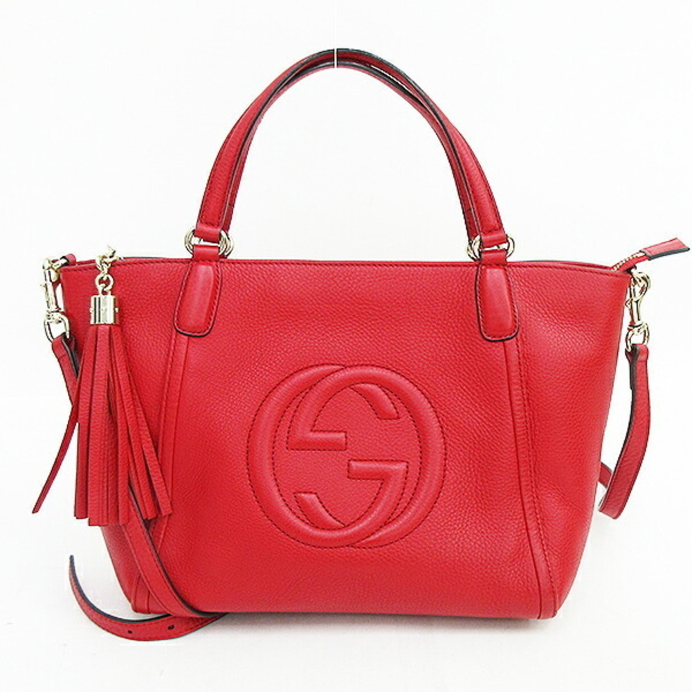 GUCCI Soho Crossbody Bag Red Leather
